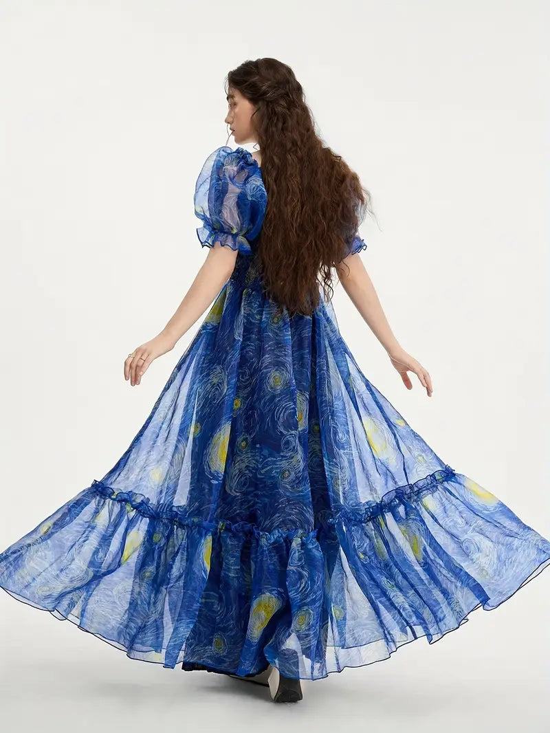 Elegant Starry Sky Pattern Semi-Sheer