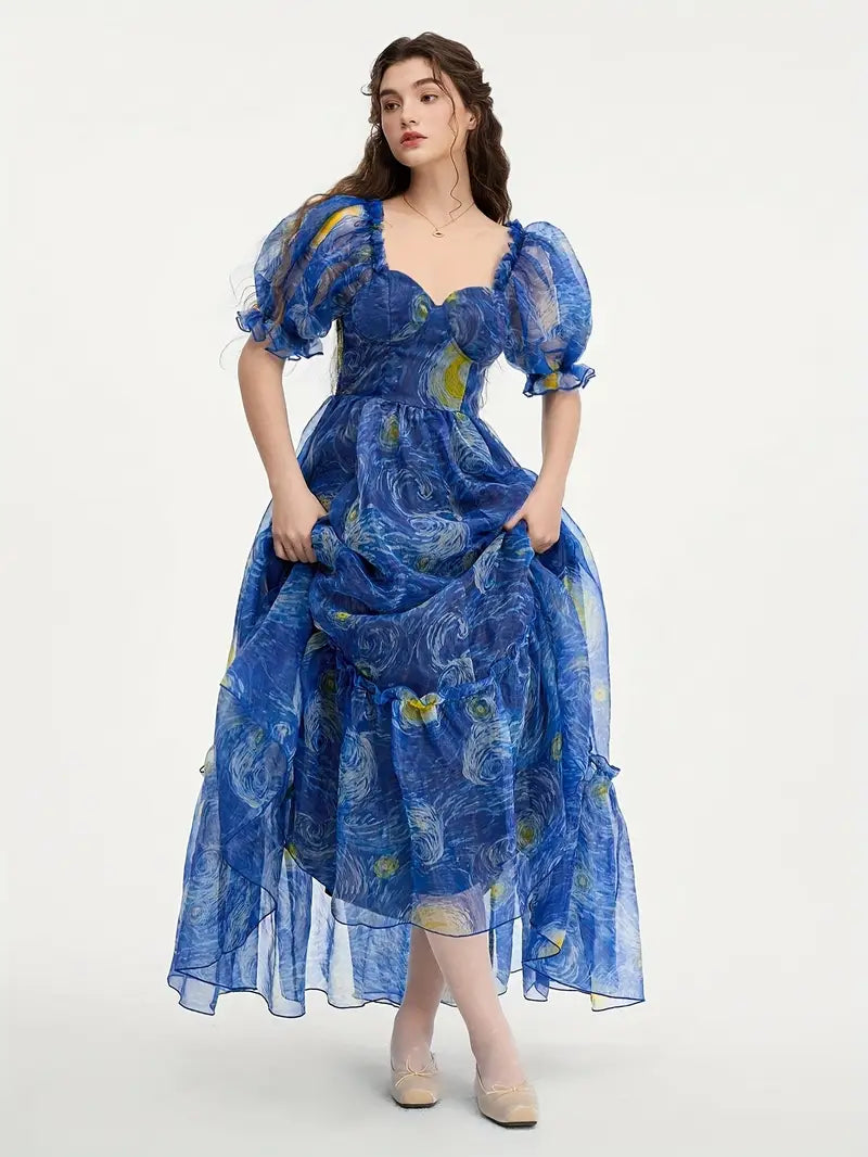 Elegant Starry Sky Pattern Semi-Sheer