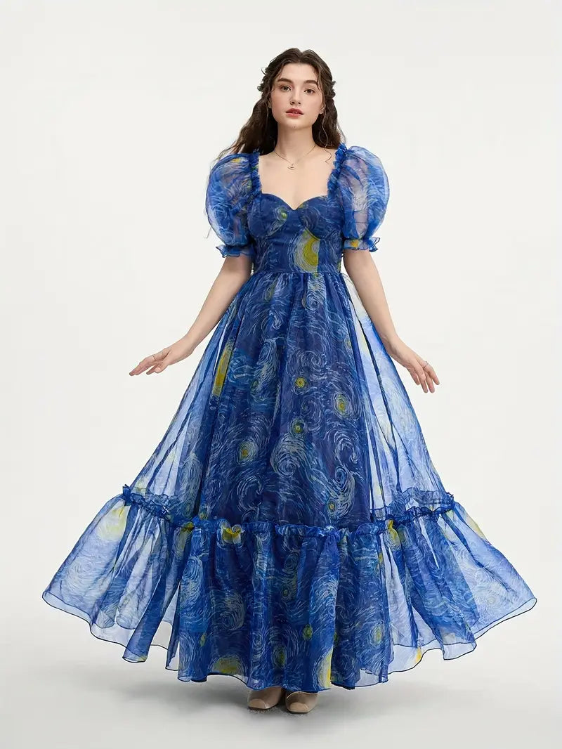 Elegant Starry Sky Pattern Semi-Sheer